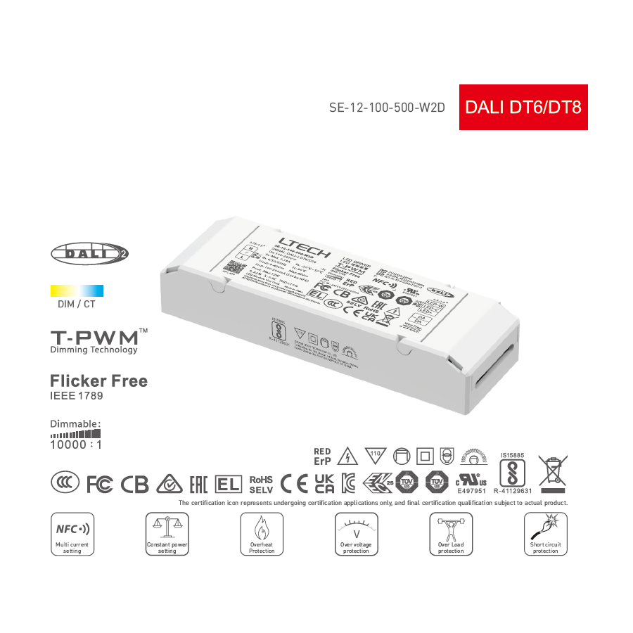 Dali driver Ltech - Dimmer, đổi màu - 12W (Dali2 - DT6/DT8 )