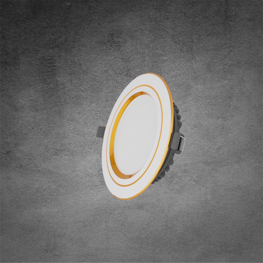 Đèn Downlight tán quang, 8W, viền vàng, đơn sắc