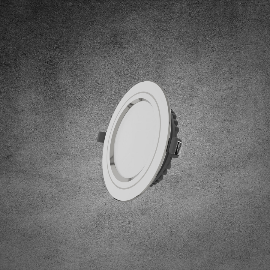 Đèn Downlight tán quang, 8W, viền bạc, 3 màu