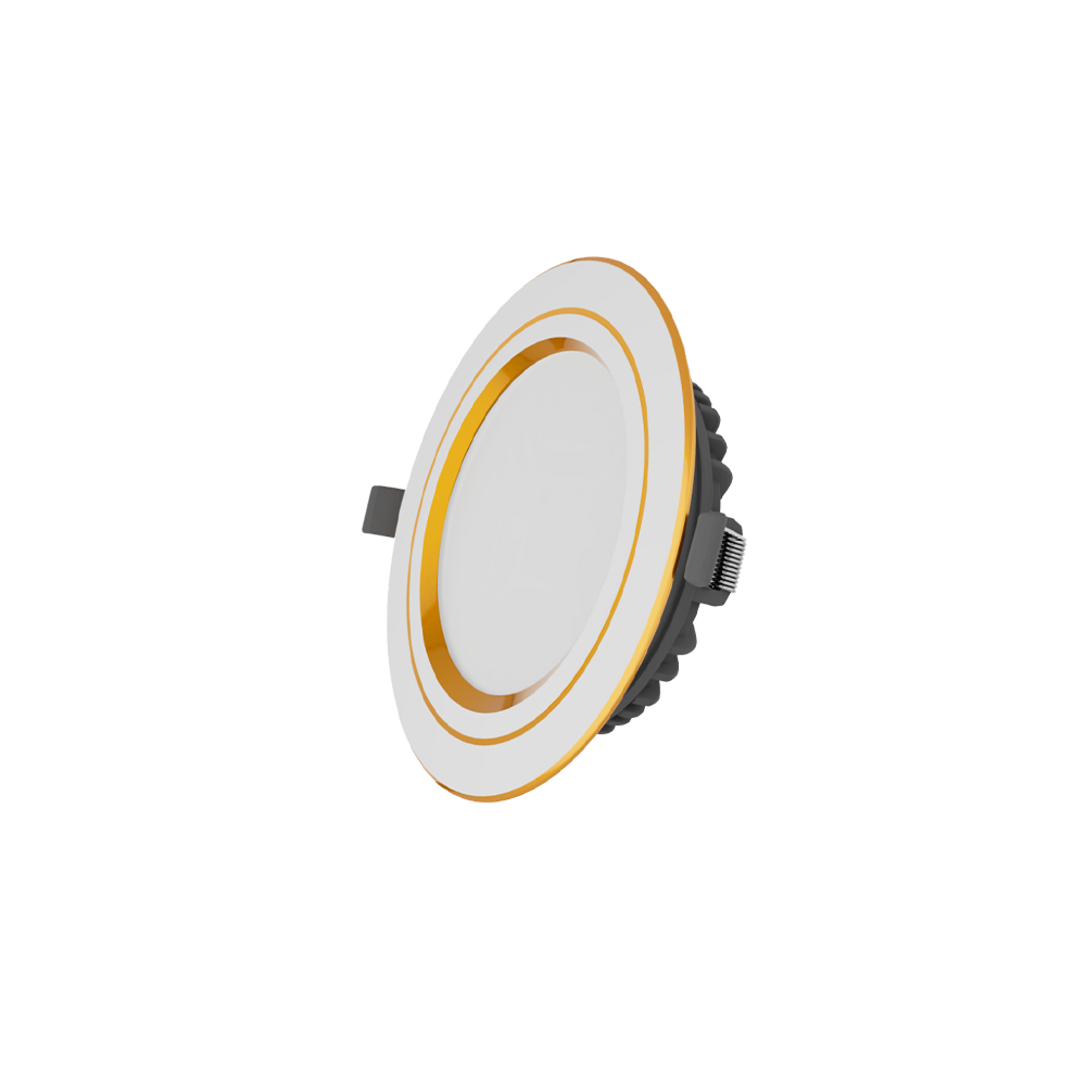 Đèn Downlight tán quang, 8W, viền vàng, 3 màu